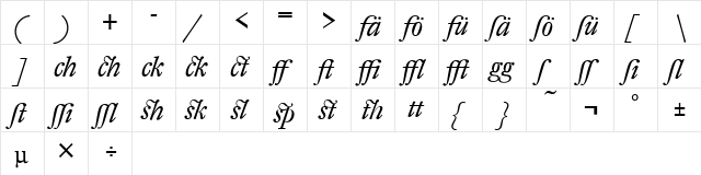 DTL Fleischmann Regular  glyph index