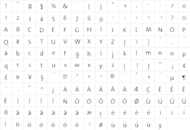 Nebulae- Regular  glyph index