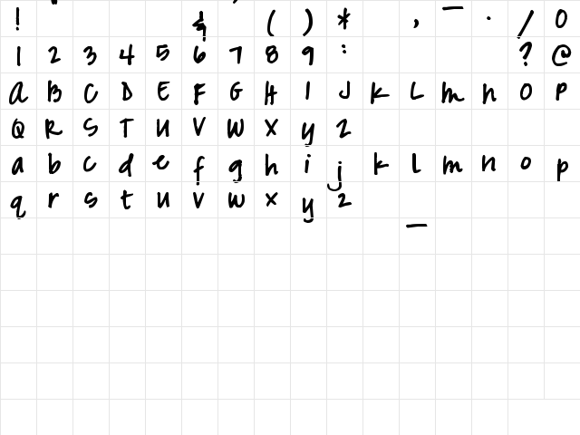 Pea Marcie Regular  glyph index