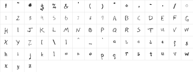 Black Scratch Regular  glyph index