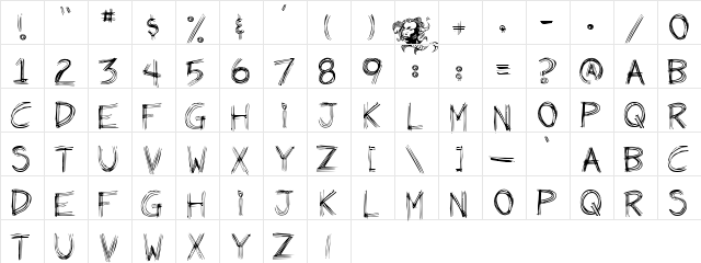 Weirdo Normal  glyph index