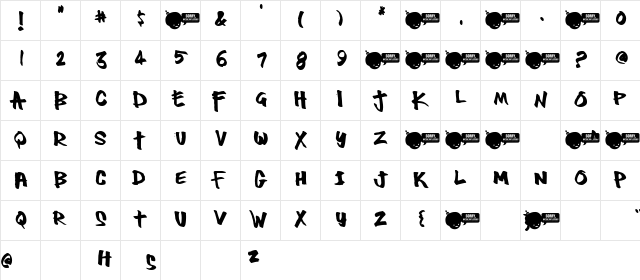 Thug Regular  glyph index