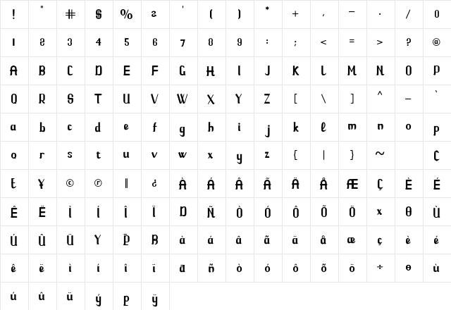 Hello Little Tiger Regular  glyph index