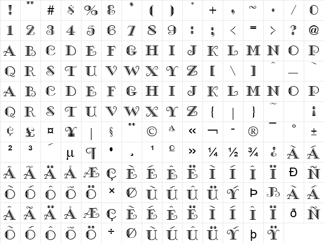 Gallery Normal  glyph index