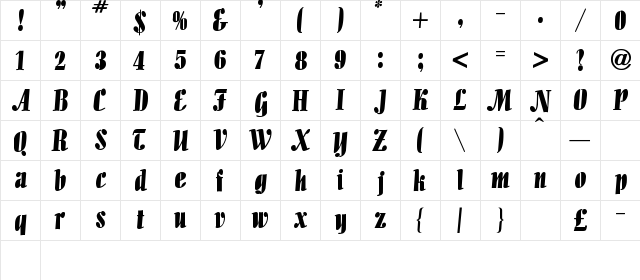 Iguana Regular  glyph index