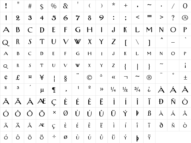 63 Regular  glyph index