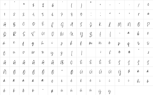 Alyssum Regular  glyph index