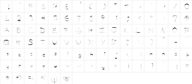 Mellow Scribbles 2  glyph index