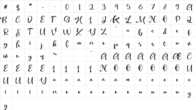 Ballisty Demo Regular  glyph index