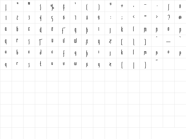 Christine 4 Regular  glyph index