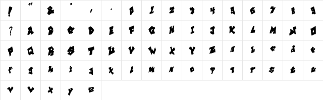 Franklin E Regular  glyph index
