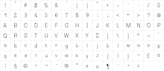 DropsC Regular  glyph index