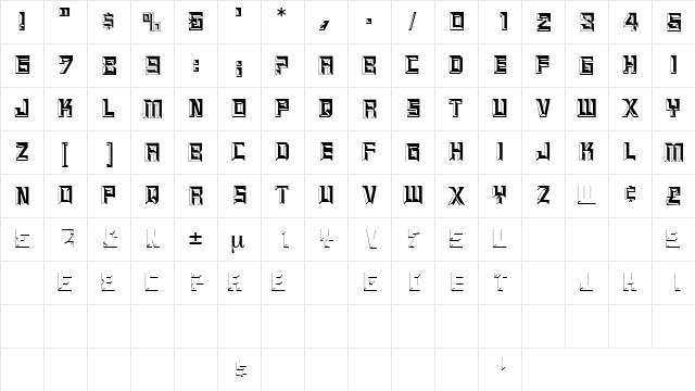 BaguetDisplayCapsSSK Regular  glyph index