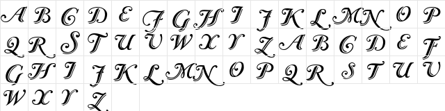 Caslon Calligraphic Initials Regular  glyph index