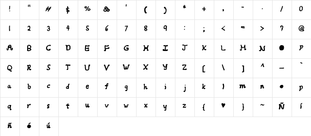 Girlish Curlish Medium  glyph index