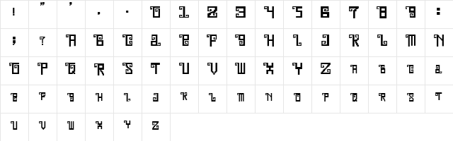 Chapultepec Regular  glyph index