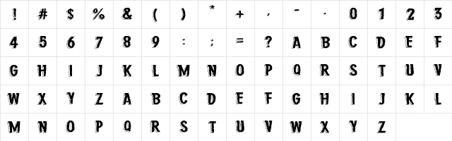 Jungle Roar Bold  glyph index