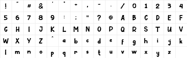 Under Type Regular  glyph index