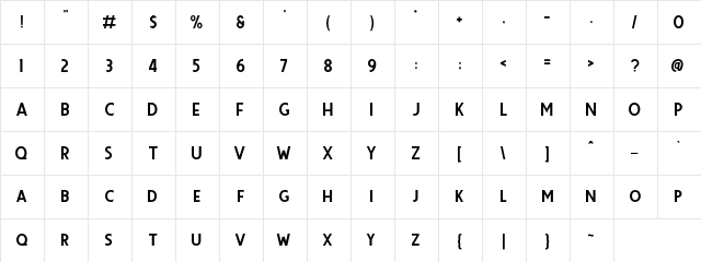 Premier Sans Regular  glyph index