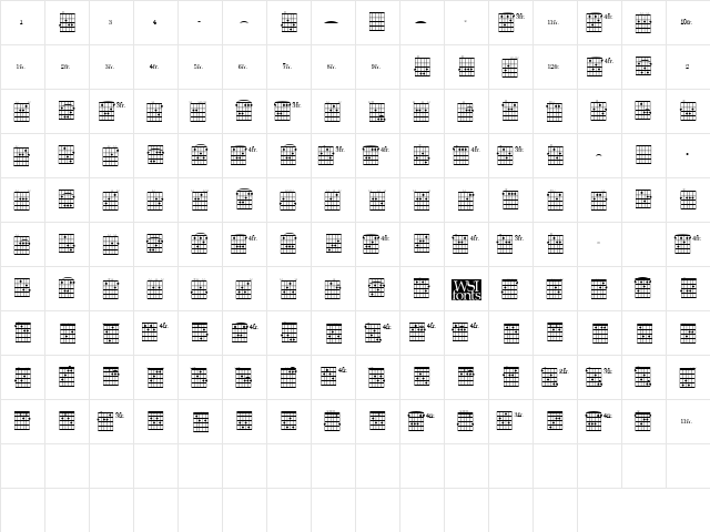 Chords Regular  glyph index