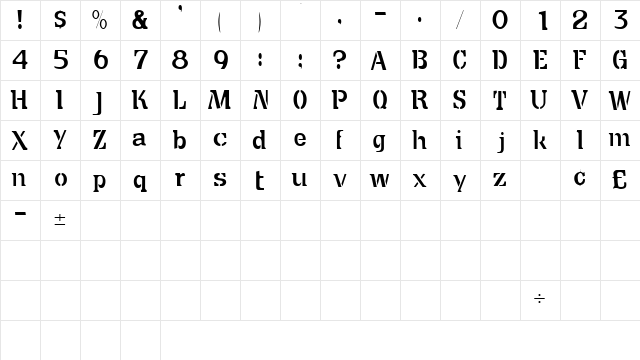 CuteCrateSSK Regular  glyph index