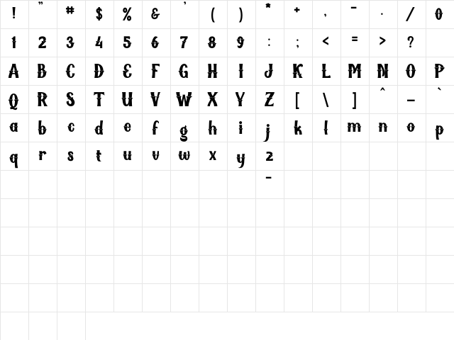 QallΧro Vintage Demo Regular  glyph index