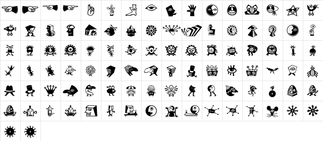 MiniPics LilCreatures  glyph index