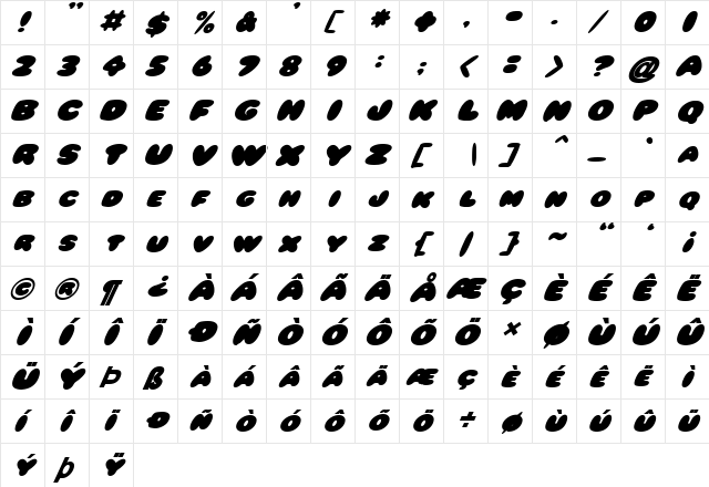 FZ JAZZY 59 ITALIC Normal  glyph index