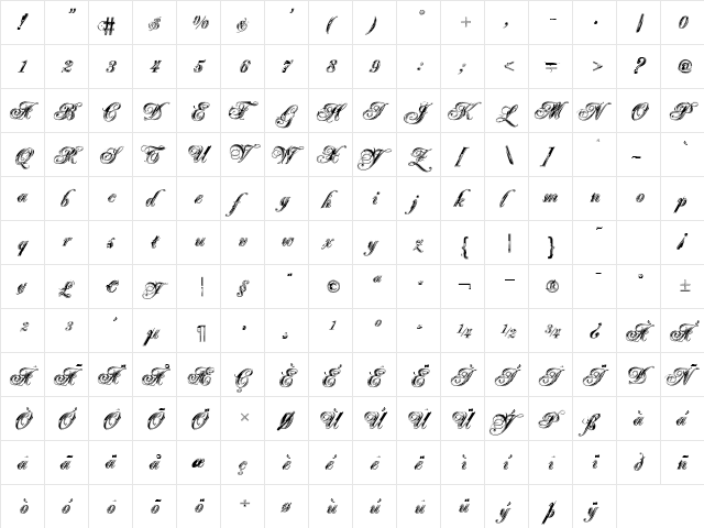 Great Circus Dirty Regular  glyph index