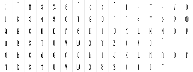 Rhantica Serif  glyph index