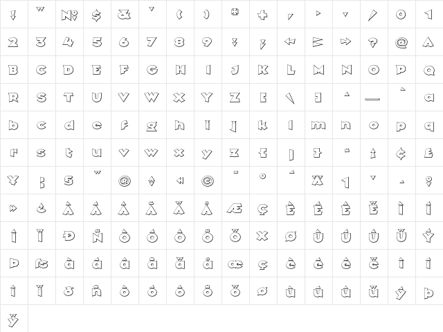 Griffin Regular  glyph index