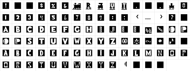 Cwboy's Hut Regular  glyph index