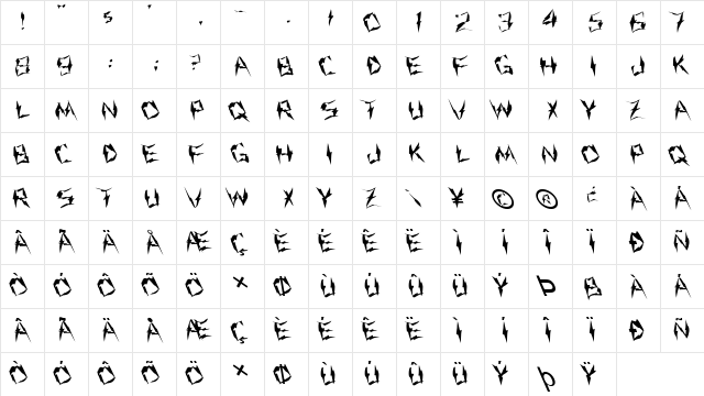 FZ WARPED 9 LEFTY Normal  glyph index