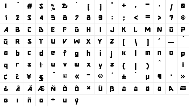 NimrodDisplaySSk Bold  glyph index