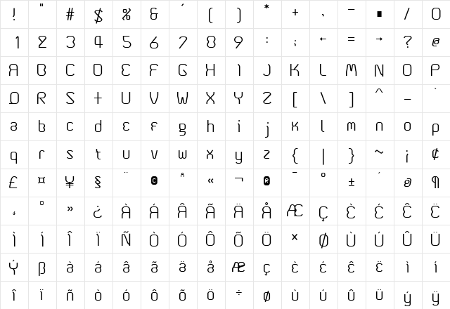 Coma2 Regular  glyph index
