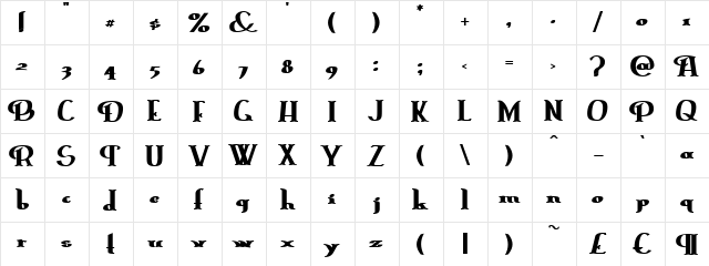 ErasmusInline Bold  glyph index