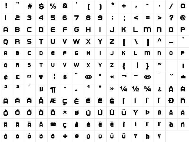 BurningFactsText79 Bold  glyph index