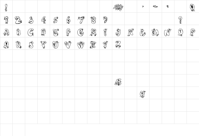 AlphaBalloons2 Regular  glyph index