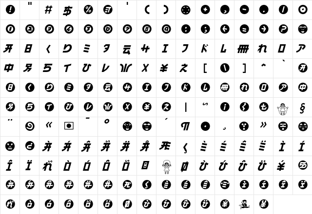 HaMangaIrregularLL Italic  glyph index