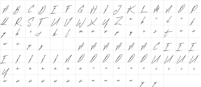 Jillfester Demo Brush Regular  glyph index
