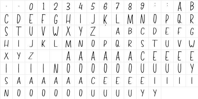 Tiffany Sans Regular  glyph index