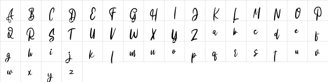Ellies FREE Regular  glyph index