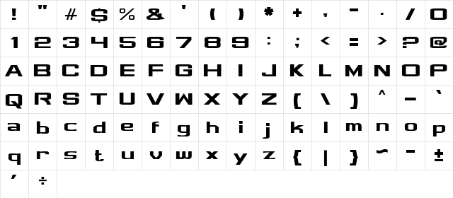 Tajam Regular  glyph index