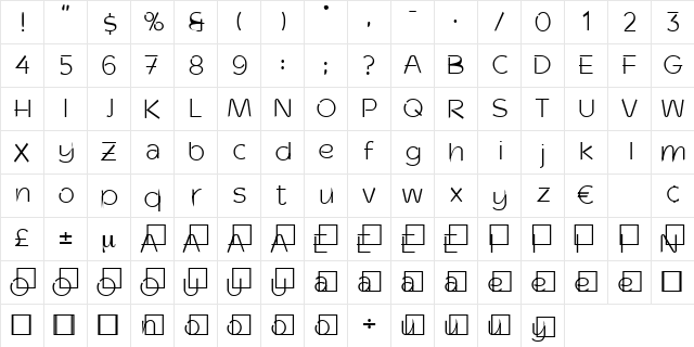 Moulinrouge Regular  glyph index
