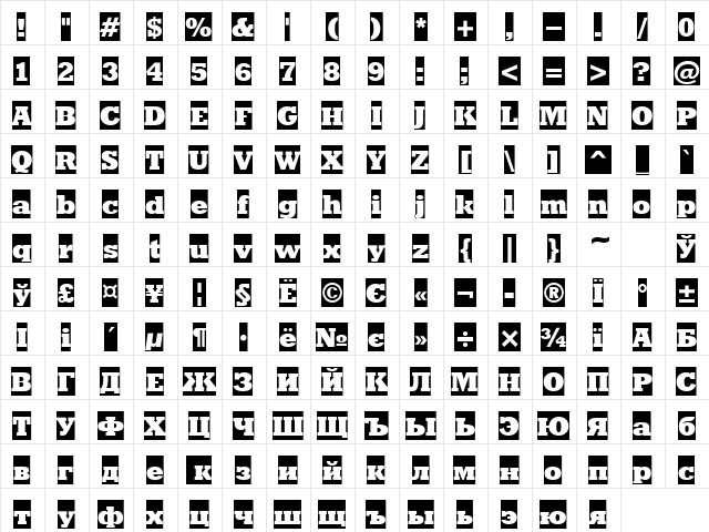 RodeoExtraBoldCameo Normal  glyph index