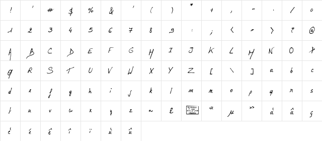 Lalex Big Badaboum Regular  glyph index