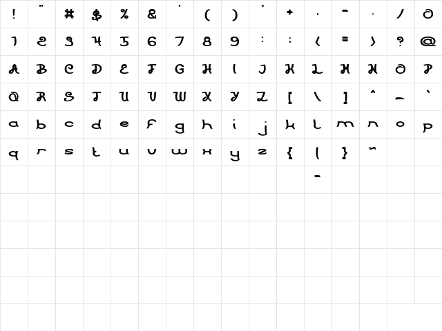 PRIMITIVE HEART Bold  glyph index