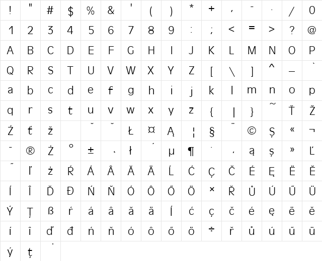 AntiqueOliTEELig Regular  glyph index