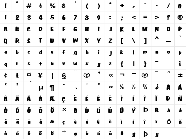 Big Nib-Extended Normal  glyph index