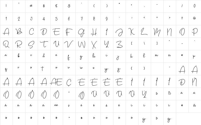 Rotterdam Bridge Regular  glyph index